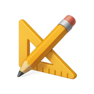 Illustration of a Pencil and Ruler in Bright Colors