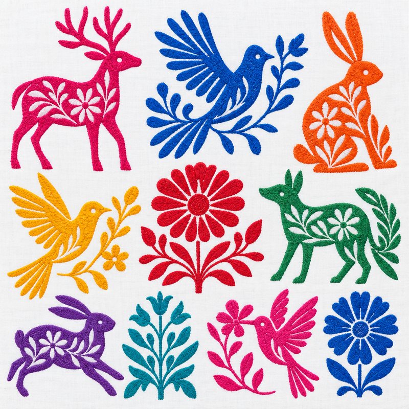 Otomi embroidery design elements