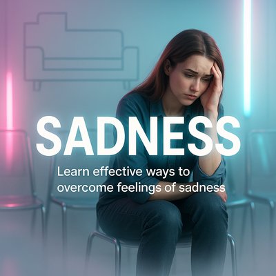 Mental Health Awareness Graphic on Overcoming Sadness