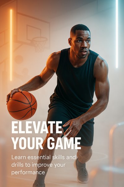 Dynamic Basketball Training Image with Motivational Theme