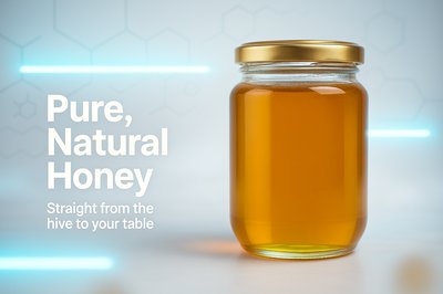 Glass Jar of Pure Natural Honey with Modern Background