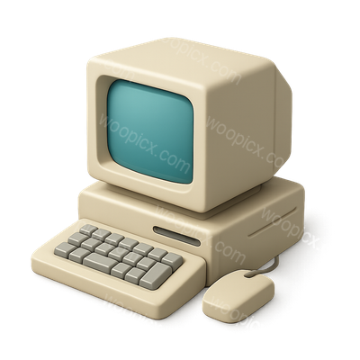 Retro Computer Illustration with Keyboard and Mouse