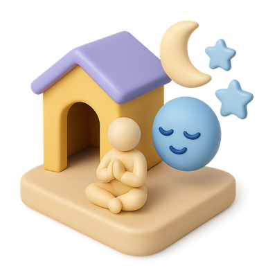 3D Icon of a Calm Space for Relaxation