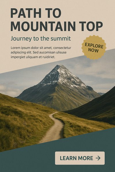 Path to Mountain Top: A Realistic Journey Illustration