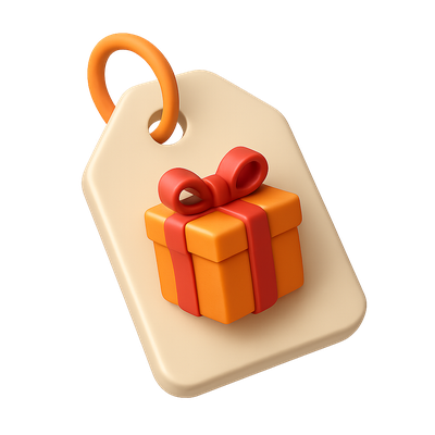 Stylish 3D Gift Icon on Tag with Vibrant Colors