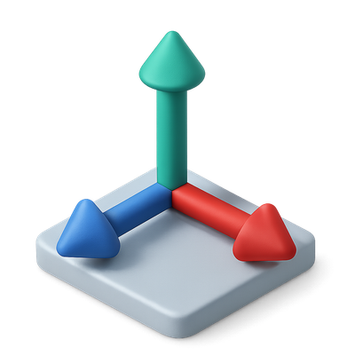 Stylized 3D Graph Icon with Colorful Axes