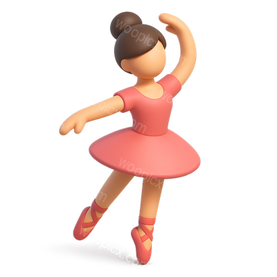 Stylized 3D Ballet Icon in Isometric View