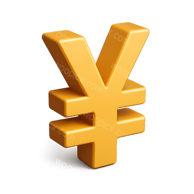3D Golden Yen Icon in Isometric View