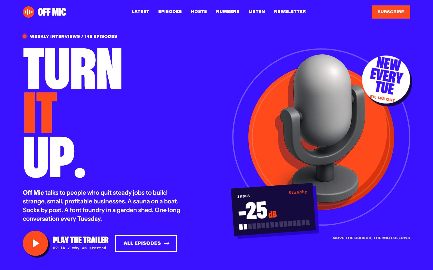 Off Mic — landing page template preview