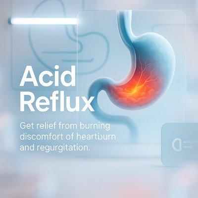 Medical Illustration of Acid Reflux Symptoms and Relief Solutions