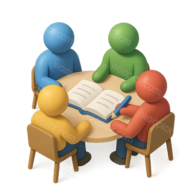 3D Icon of a Collaborative Study Group in Isometric View