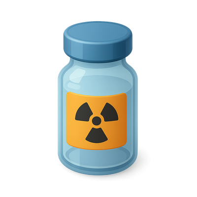 3D PET Imaging Tracer Bottle Icon with Isometric View