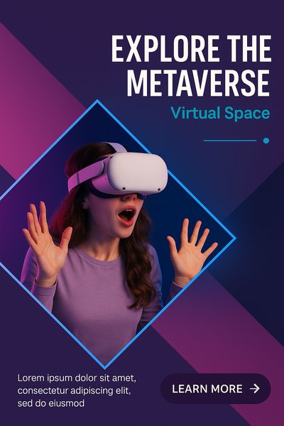 Immersive Young Woman Discovering the Metaverse in VR