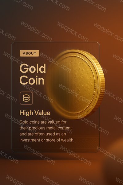 Elegant Gold Coin with Informative Overlay Design
