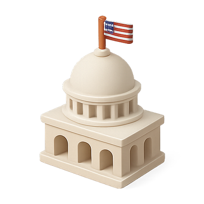 3D Icon of a Government Building with Flag
