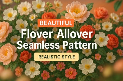 Seamless Floral Pattern Design with Realistic Style