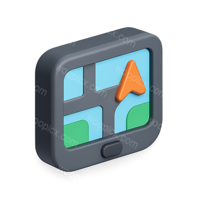 Stylized 3D GPS Icon with Isometric View