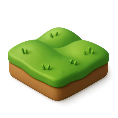3D Isometric Rolling Plain with Grass and Soil