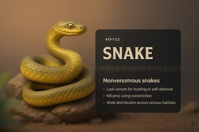 3D Illustration of a Nonvenomous Snake with Informative Overlay