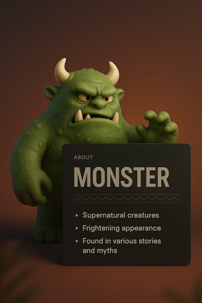 3D Monster Illustration for Web Design Concept