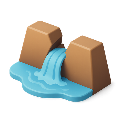 Stylized Waterfall with Rock Formations