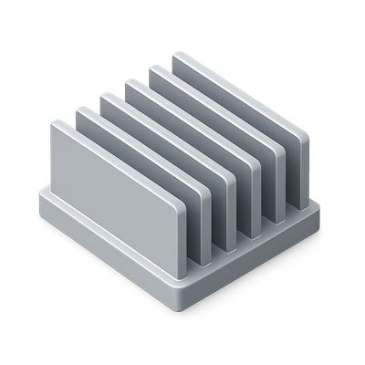 Stylized 3D Heat Sink Icon with Fins