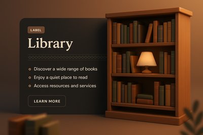 3D Library Illustration with Elegant Design Elements