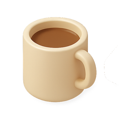Minimalist 3D Coffee Mug with Brown Liquid