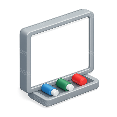 Stylish 3D Whiteboard Icon with Markers