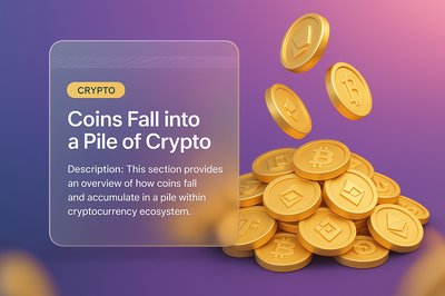Coins Falling into a Pile of Crypto - 3D Illustration