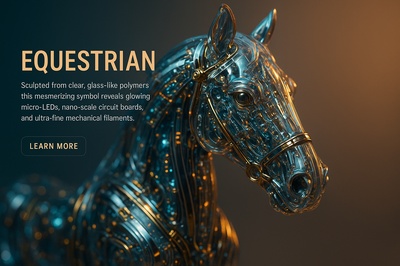 Hyperrealistic Equestrian Sculpture with LED Details
