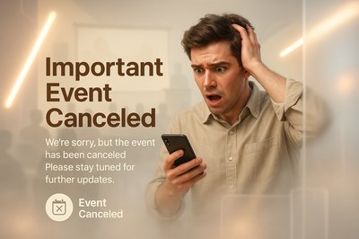 Urgent Announcement for Canceled Event with Emotional Response