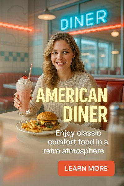 Charming American Diner Promotion with Retro Vibes