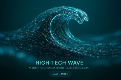 High-Tech Wave: Abstract Ocean Texture with Neon Accents