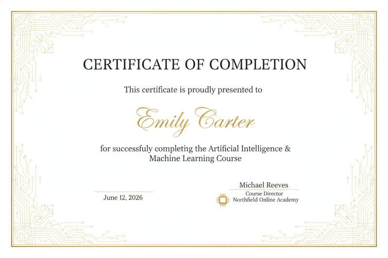 Elegant AI course completion certificate