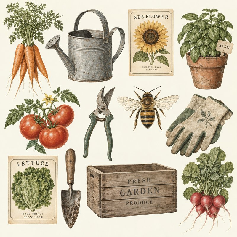 Vintage garden design elements pack