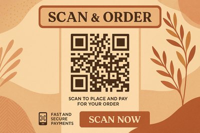 Boho Style QR Code Poster for Scanning and Ordering