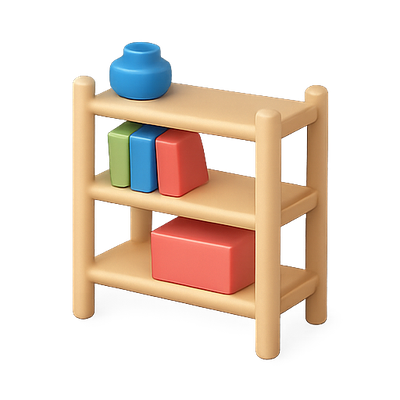 Colorful Modern Shelf Display with Objects