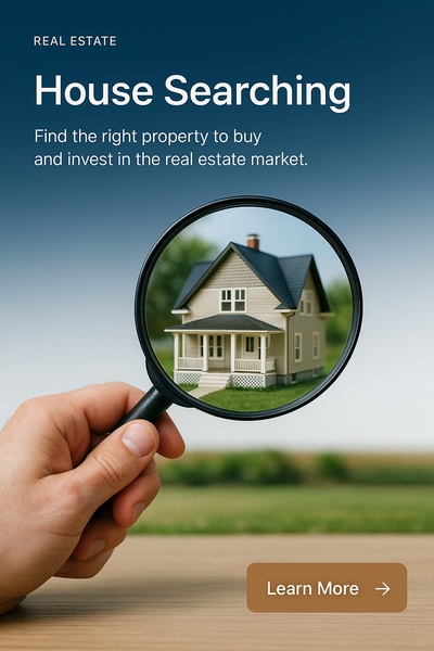 Real Estate House Searching Concept with Magnifying Glass