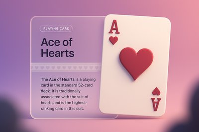 Surreal 3D Illustration of Ace of Hearts Card