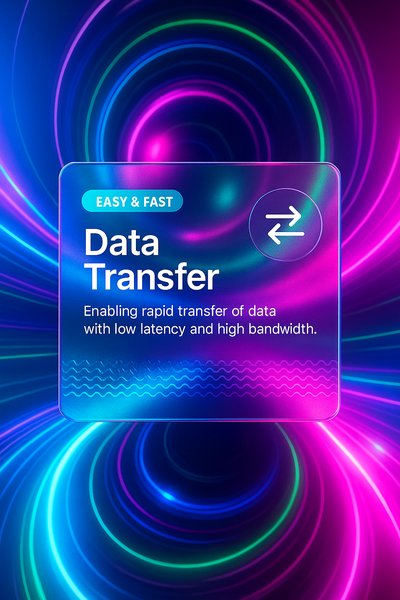 Abstract Futuristic Neon Portal with Data Transfer Concept