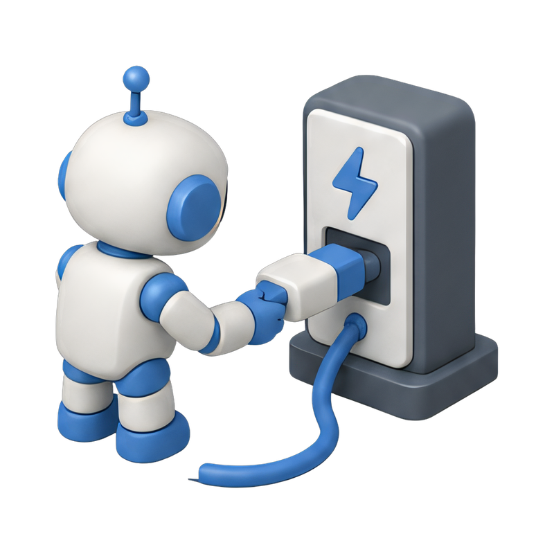 robot charging at power station