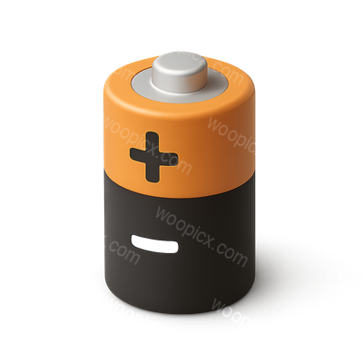 3D Battery Icon with Positive and Negative Signs