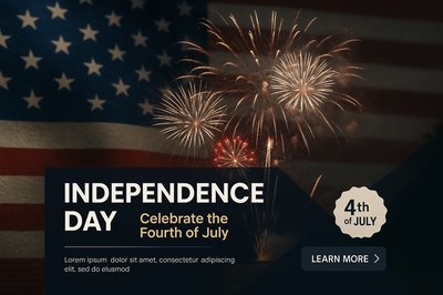 Celebratory Fireworks Against American Flag for Independence Day
