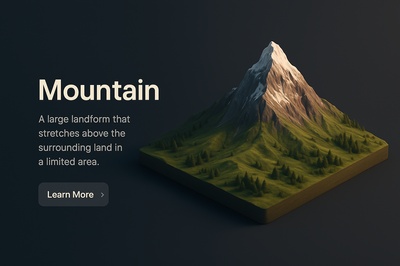 Detailed 3D Mountain Scene with Text Elements