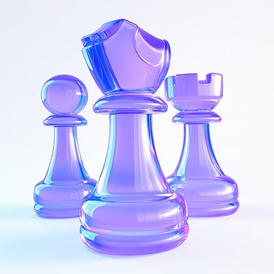 Translucent Purple Chess Pieces in Modern Design