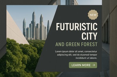 Futuristic City with Skyscrapers and Lush Green Forest