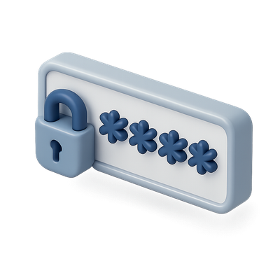 Stylized 3D Password Icon with Lock Design