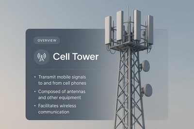 Modern Cell Tower with Informative Overlay Design