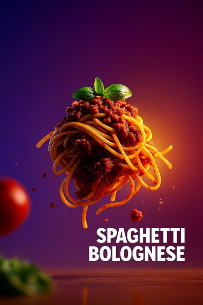Dynamic Spaghetti Bolognese Presentation in Realistic Style